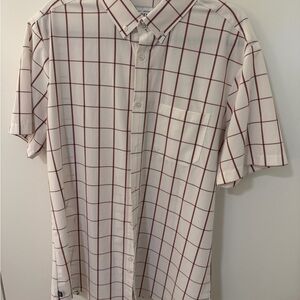 Mizzen+Main White and Red Grid Pattern Shirt - Leeward - Large TRIM